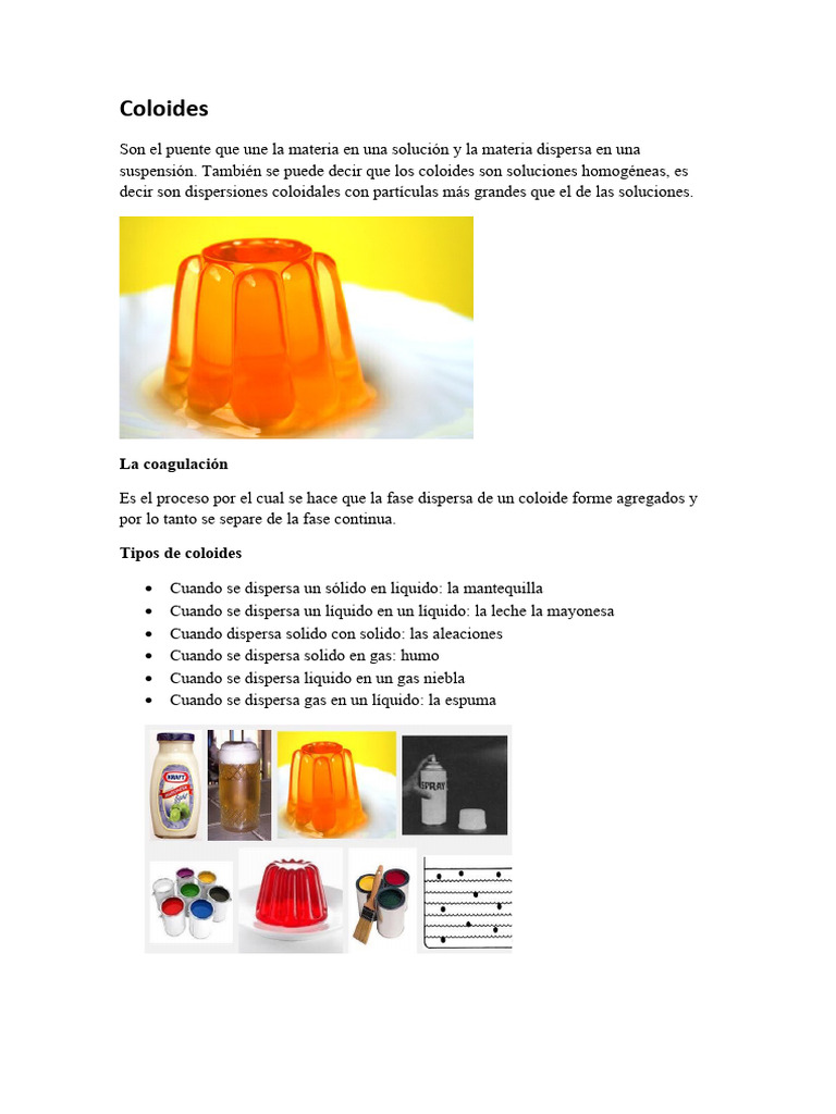 Tipos de coloides y sus características | PDF | Relaciones personales ...