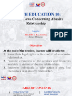 Health Education 10 - Relevant Laws Concerning Abusive Relationship - B