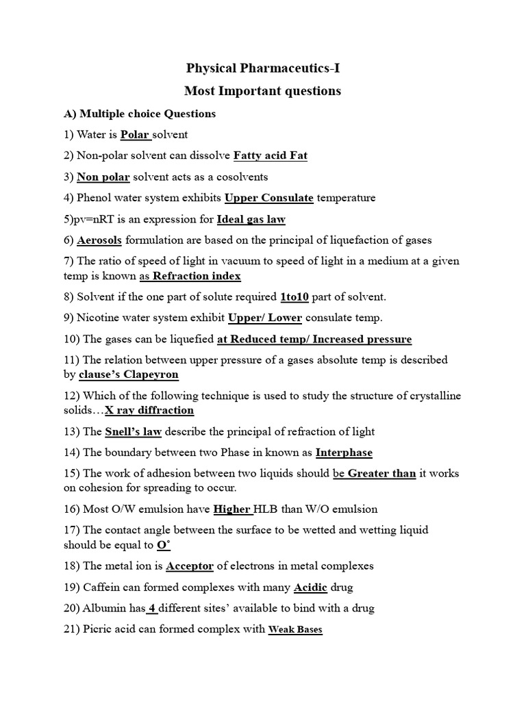 Pp i most important question pdf ph solubility