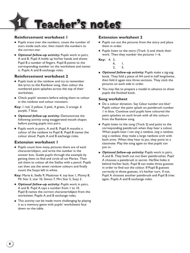 Teacher's Notes: Reinforcement Worksheet 1 Extension Worksheet 2 | PDF