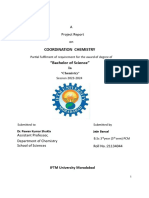 Coordination Chemistry "Bachelor of Science": A Project Report On