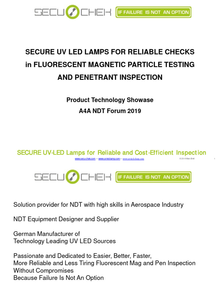Secure UV-LED Lamps for NDT Inspection | PDF | Flashlight | Ultraviolet