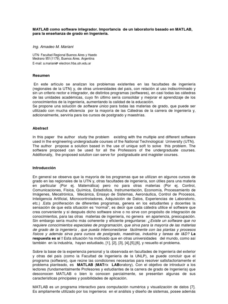 Usos de MATLAB en Ingeniería | PDF | Matlab | Red neuronal artificial