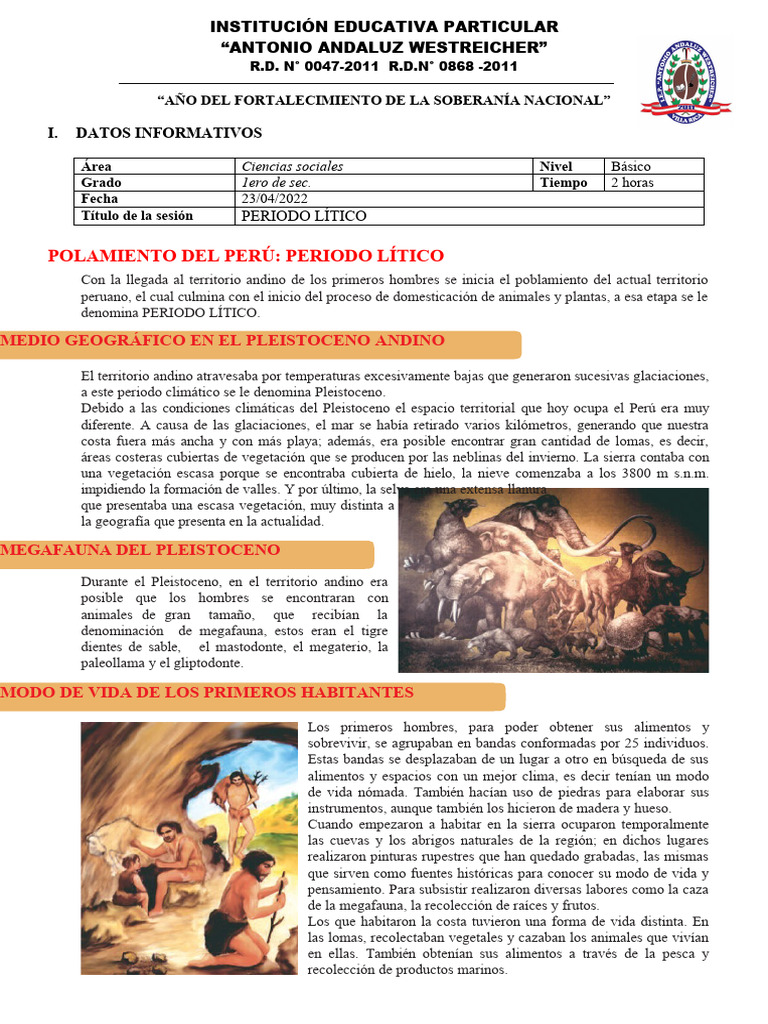 Periodo Lítico en el Pleistoceno Andino | PDF | pleistoceno | Ciencias ...