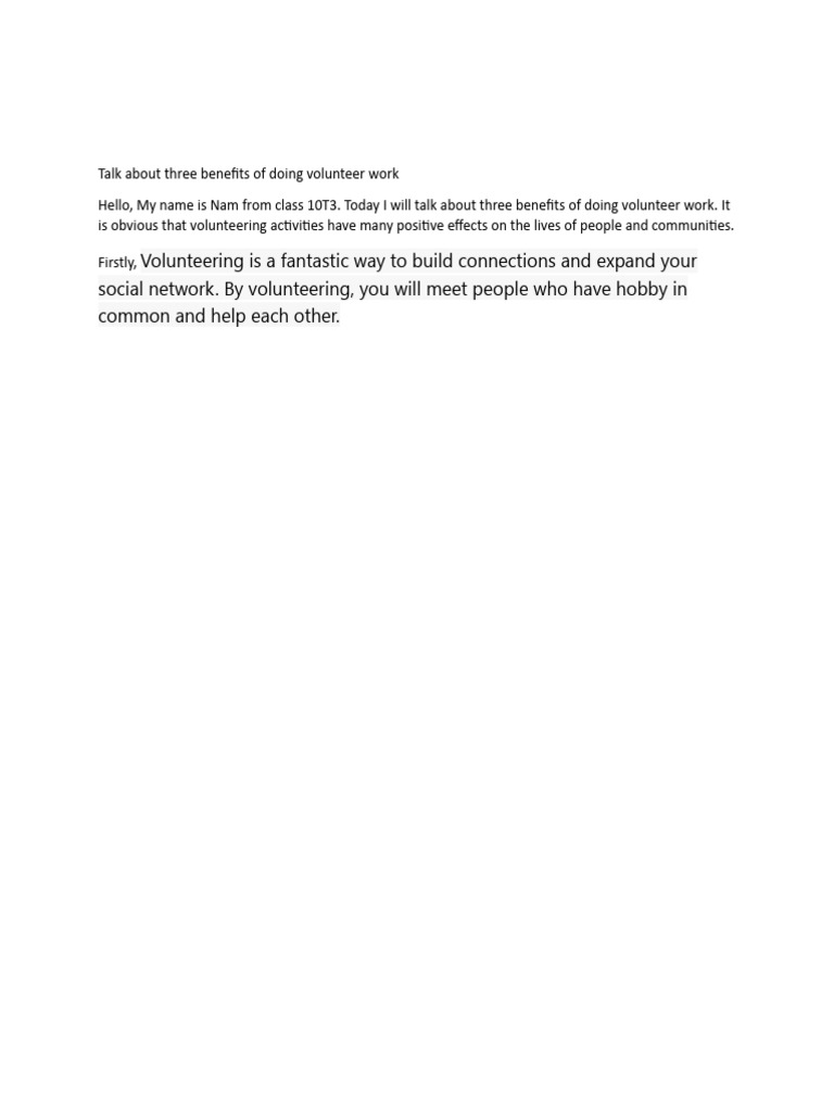 Benefits of Volunteer Work | PDF