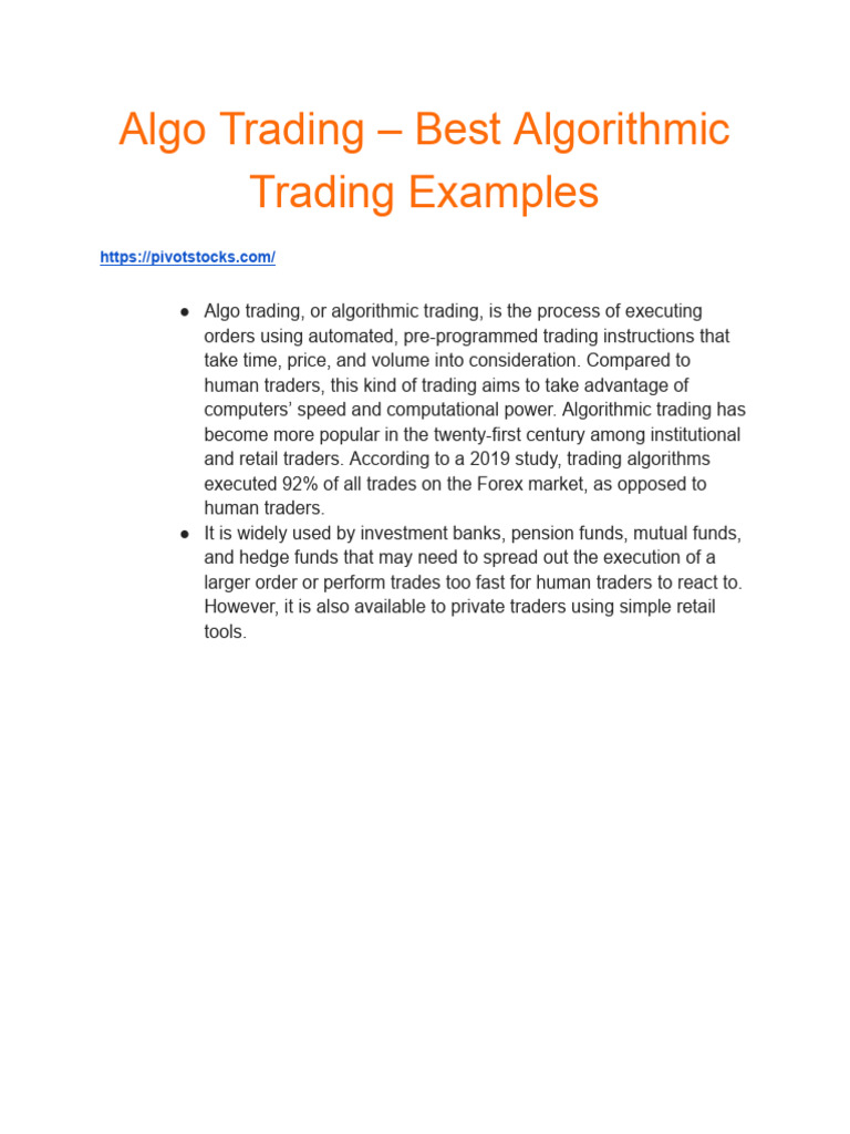 Top Algorithmic Trading Strategies Explained | PDF | Algorithmic ...