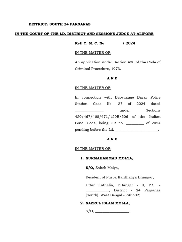 Anticipatory Bail Application in IPC Case | PDF | Bail | Judiciaries