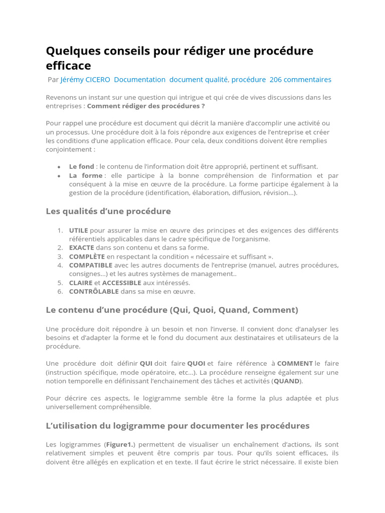 Quelques Conseils Pour Rédiger Une Procédure Efficace | PDF | Informations