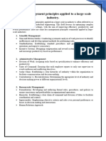 Study of Management Principles Applied To A Large Scale Industry