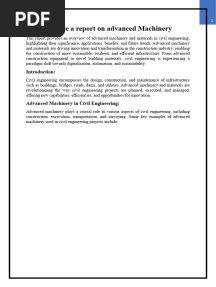 Prepare A Report On Advanced Machinery