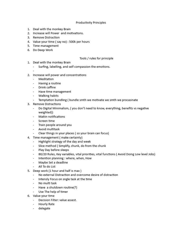 Essential Productivity Principles Guide | PDF