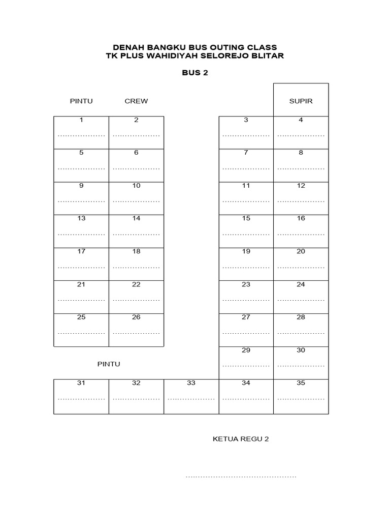 Denah Bangku Bus Outing Class | PDF | Home & Garden