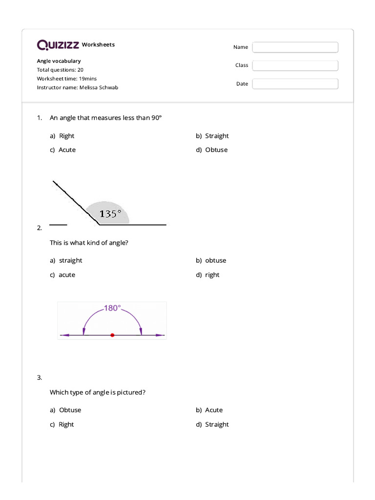 Quiz Materi Garis Dan Sudut Angle Vocabullary Kelas 7 Pdf Angle