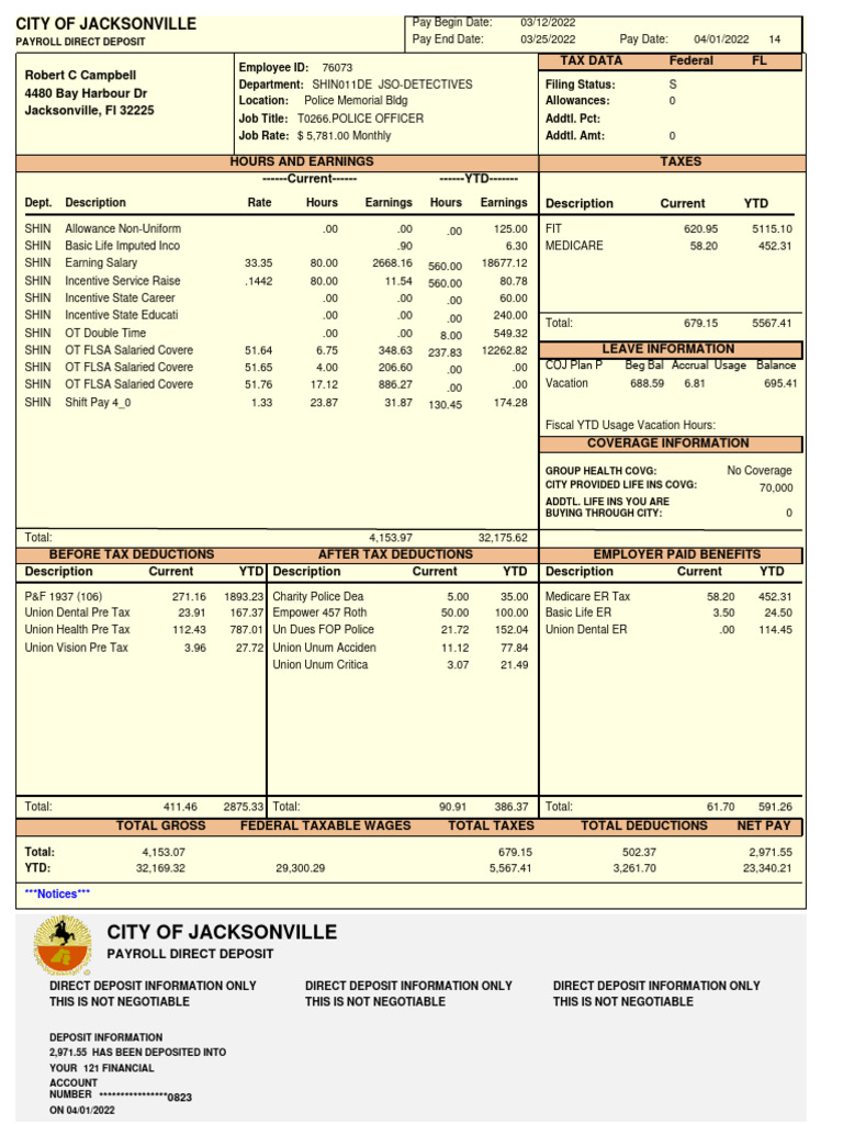RCampbell Stub 2 | PDF | Payroll Tax | Payments