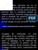 Economic Policy Represents The Set Of: Lecture 3 The Financial Policy On Macroeconomic Level Slide 1