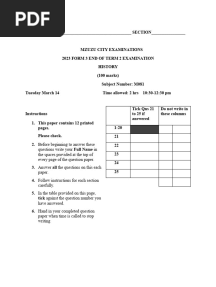 Mzuzu City Paper 2 History Term 2