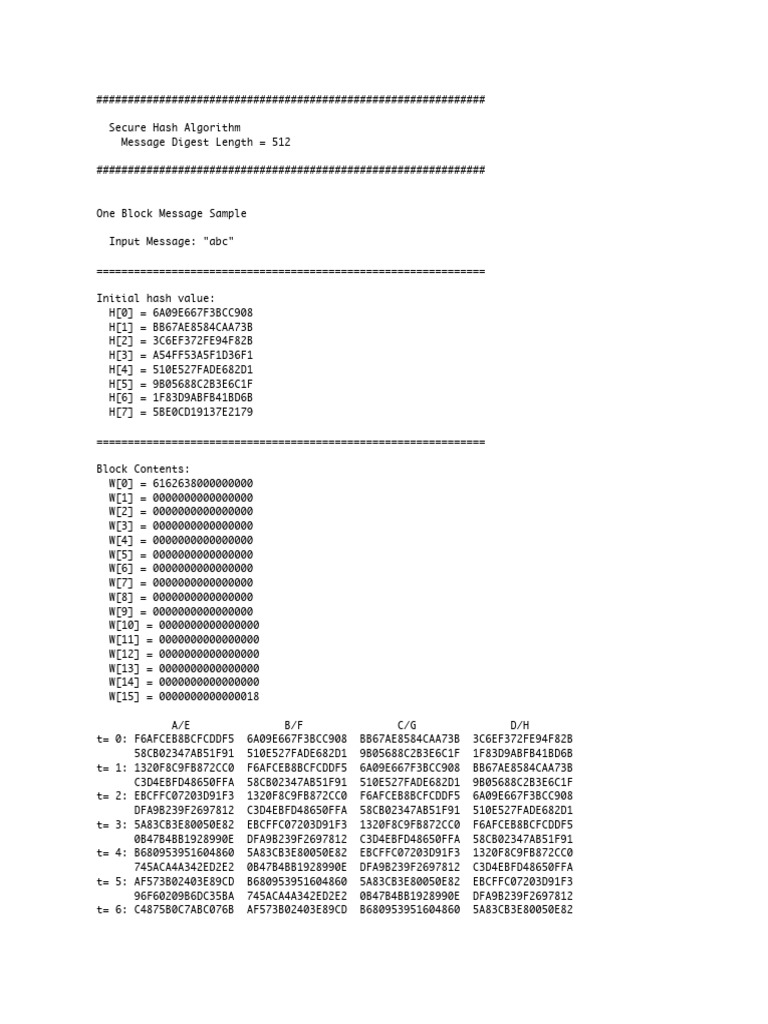 SHA-512 Hash Example and Breakdown | PDF | Cyberwarfare | Security