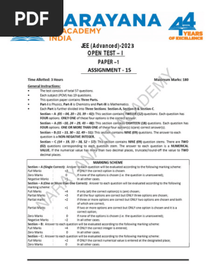 テスト JEE Advanced 2023 Open Test Paper 1 | PDF | Chemical Compounds