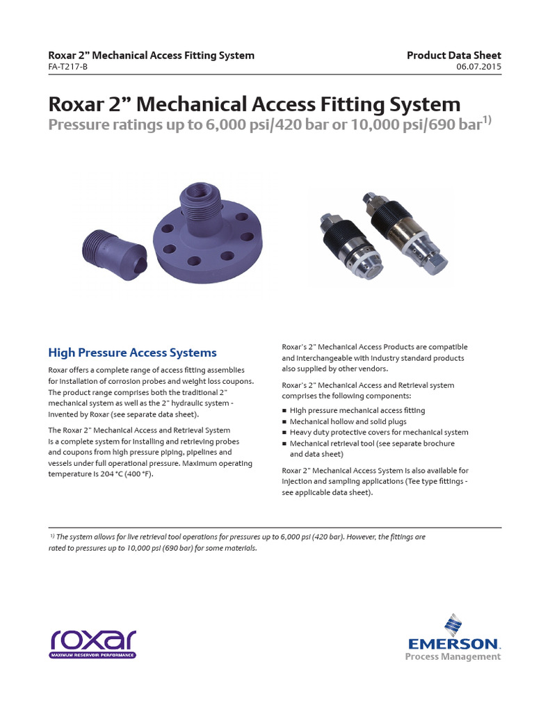 Roxar 2” Mechanical Access System | PDF | Building Engineering | Materials