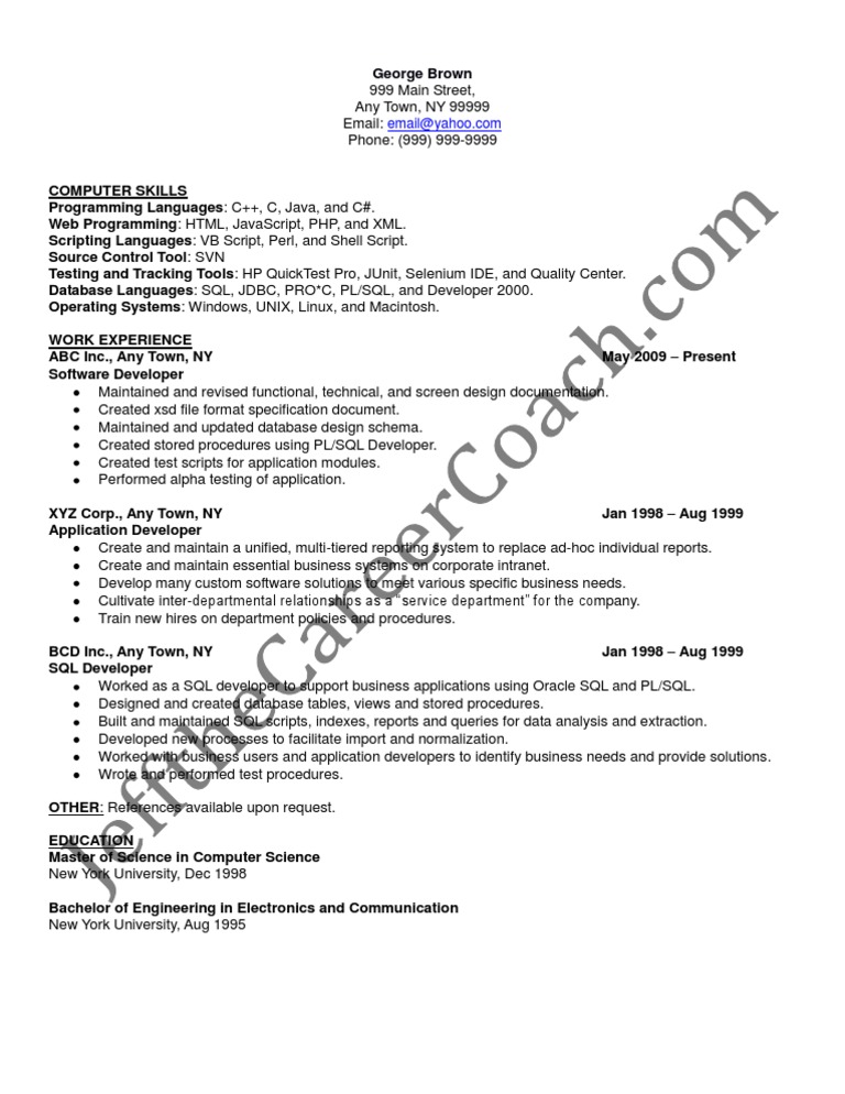 PL SQL Developer Sample Resume | PDF | Scripting Language | Programmer