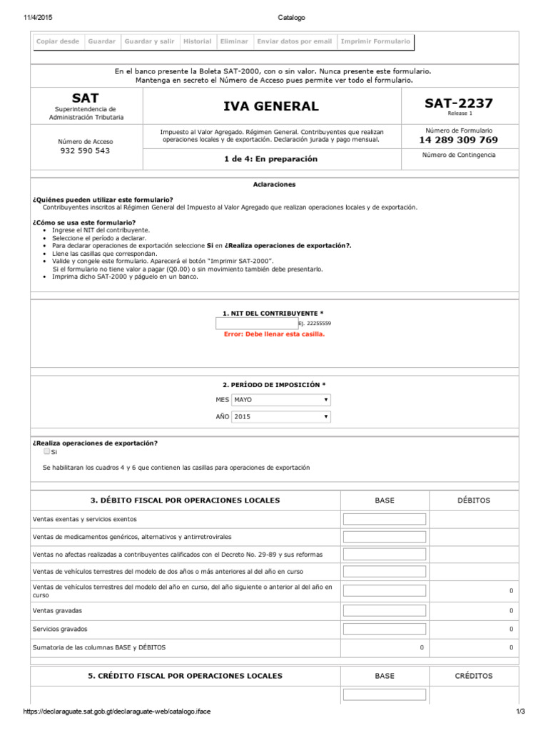 Formulario SAT-2237 IVA General | PDF | Impuesto al valor agregado ...