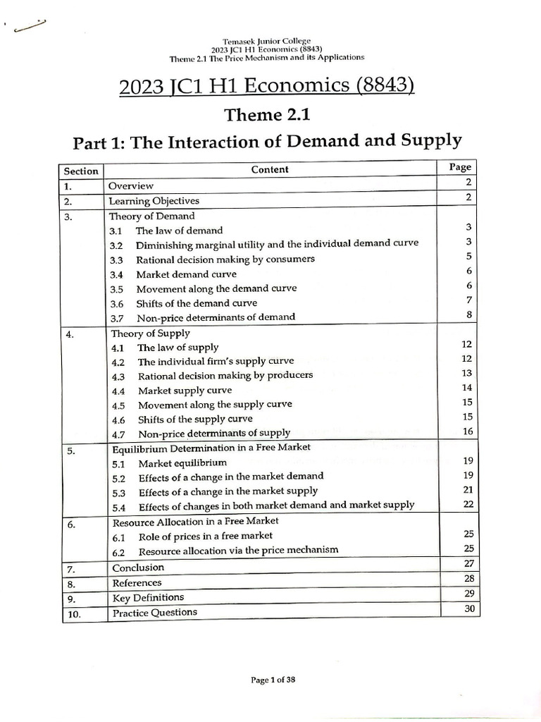 h1 Econs Notes | PDF