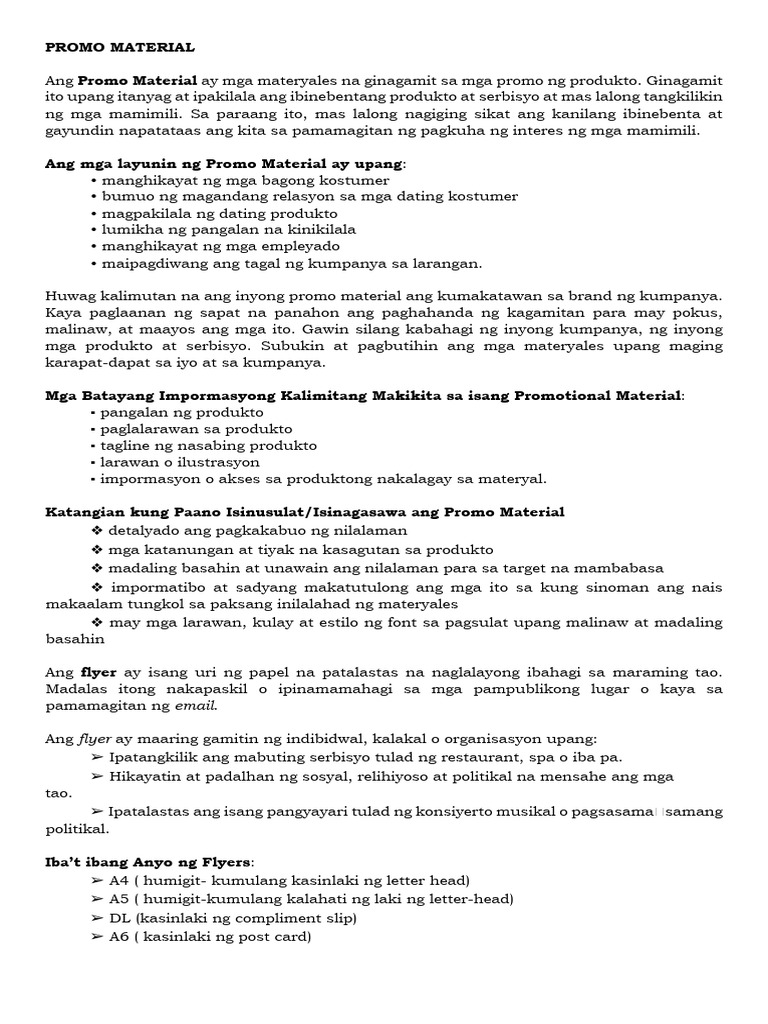 Promo Materials | PDF