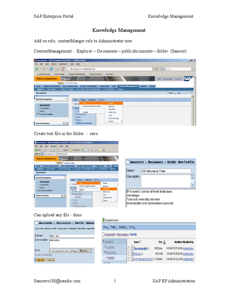 SAP EP Knowledge Management Setup Guide | PDF | Computers