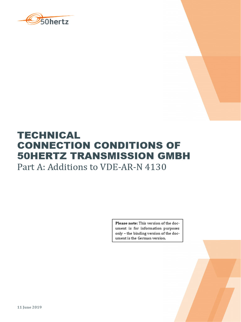 50Hertz Connection Conditions Overview | PDF | Electrical Grid | Power ...