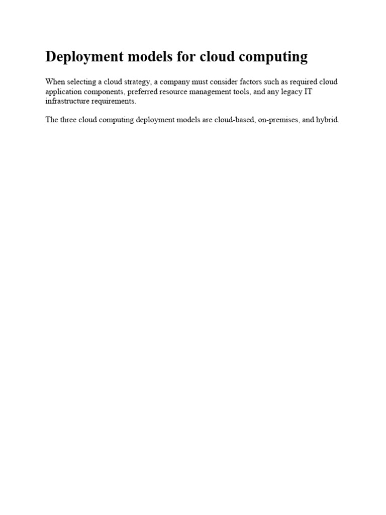 Cloud Computing Deployment Models | PDF | Computers