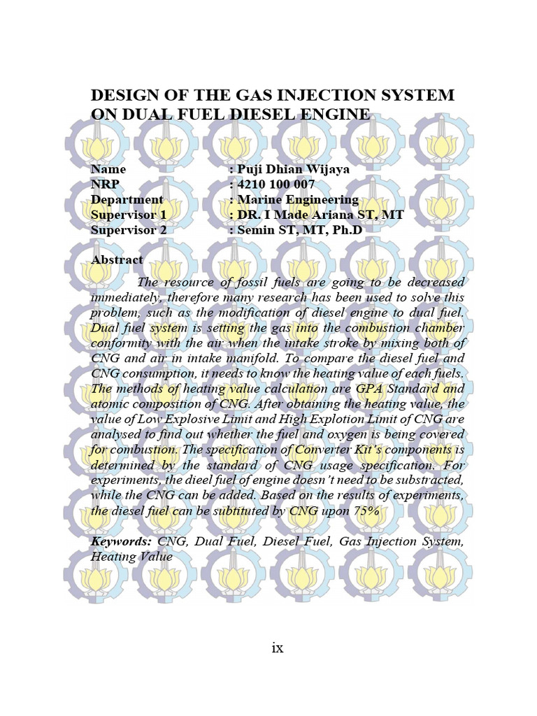 Gas Injection System for Dual Fuel Diesel | PDF | Computers