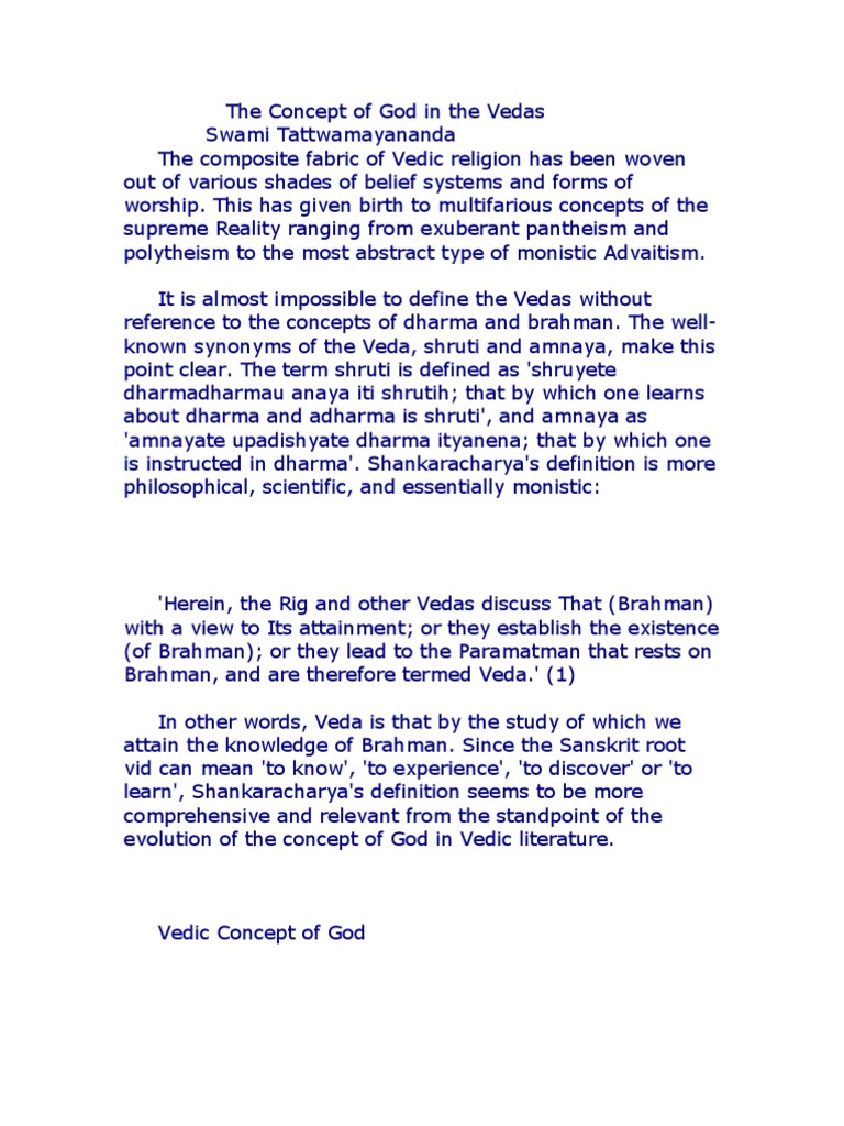 Vedic Concept of God | PDF | Advaita Vedanta | Vedas