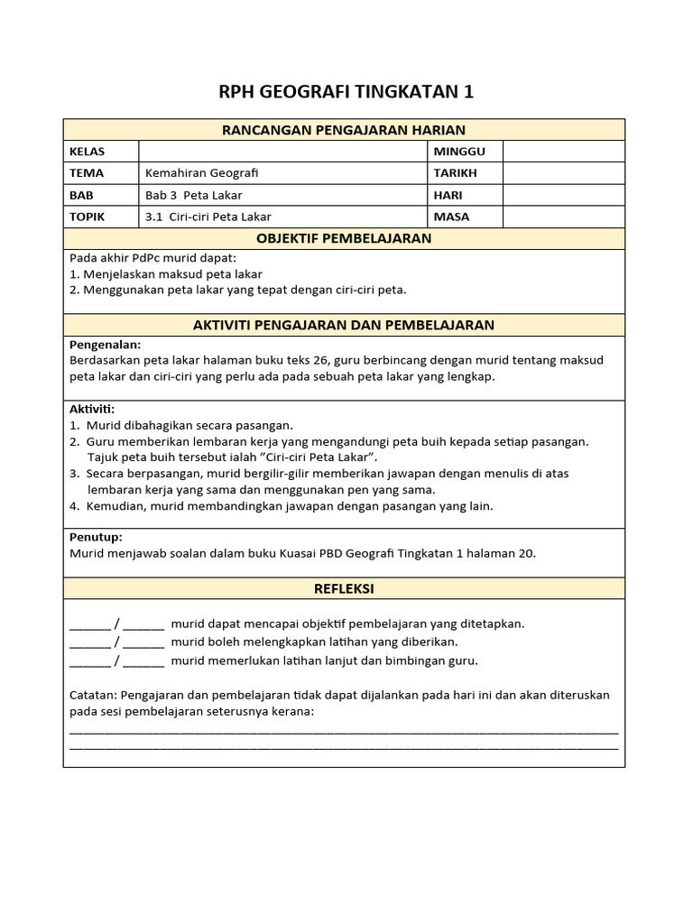 RPH Geografi Tingkatan 1: Pet…