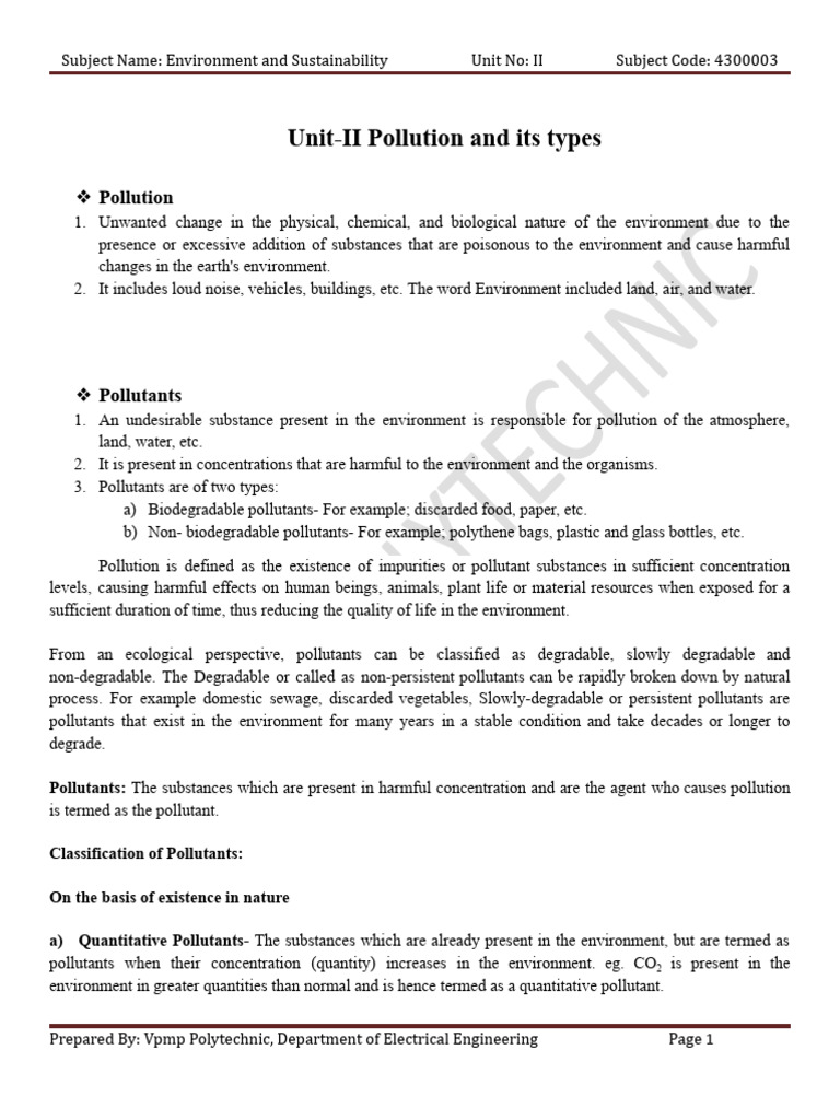 Es Unit II | PDF | Sewage Treatment | Waste