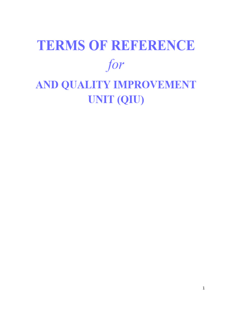 Quality Improvement Unit Terms of Reference | PDF | Risk | Risk Management