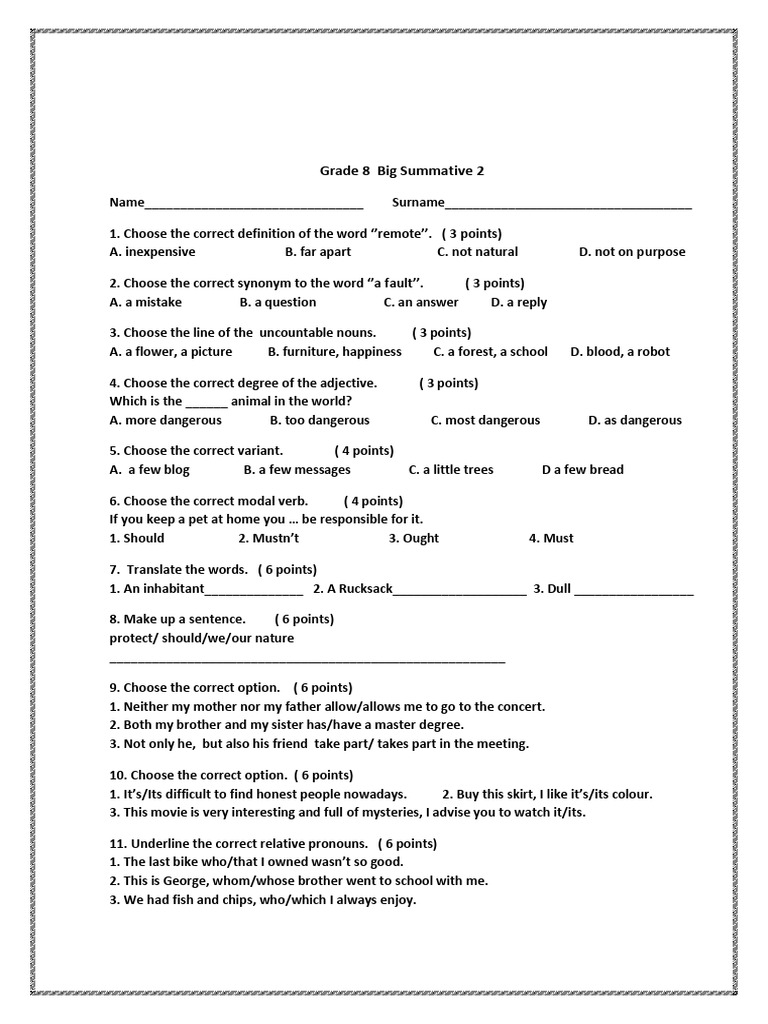 Grade 8 English Summative Assessment | PDF | Linguistics | Linguistic ...