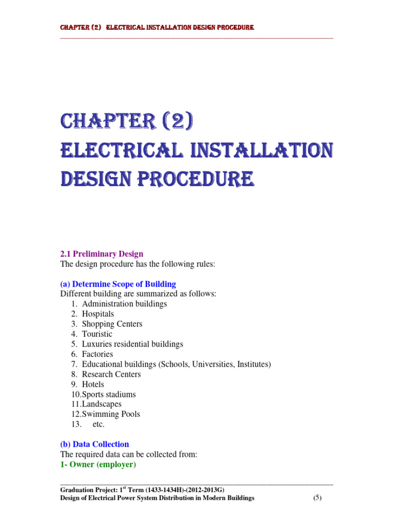 ELECTRICAL INSTALLATION DESIGN PROCEDURE | PDF | Transformer