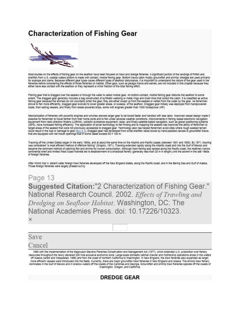 Fishing Gear Impact on Seafloor Habitat | PDF | Trawling | Fishing Trawler
