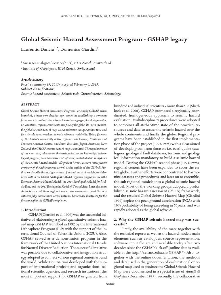 Global Earthquake Hazard Mapping Update | PDF | Earthquakes | Seismology