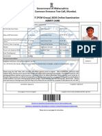 Government of Maharashtra State Common Entrance Test Cell, Mumbai. MHT-CET (PCM Group) 2024 Online Examination Admit Card