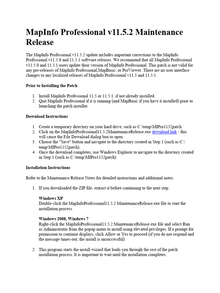 MapInfo Professional v11.5.2 Update Guide | PDF | Business