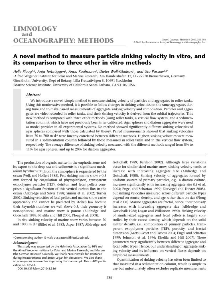 Limnology Ocean Methods | PDF | Applied And Interdisciplinary Physics