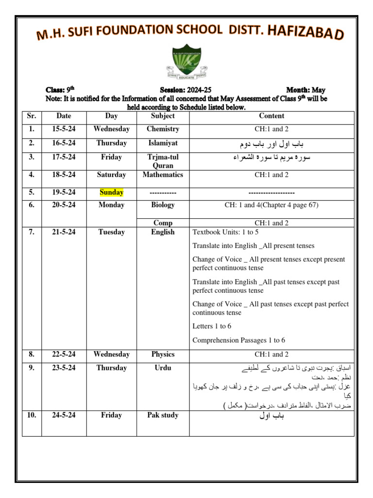 May 2024 Exam Schedule | PDF | Part Of Speech | Linguistic Morphology