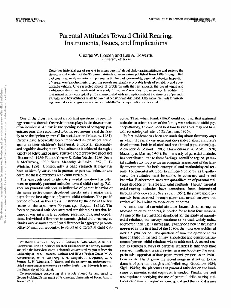 Parental Attitudes Towards Childrearing | PDF | Attitude (Psychology ...