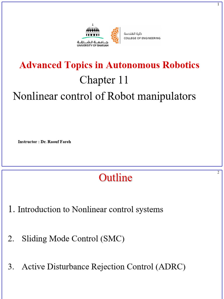 Nonlinear Control for Robot Manipulators | PDF | Control Theory ...
