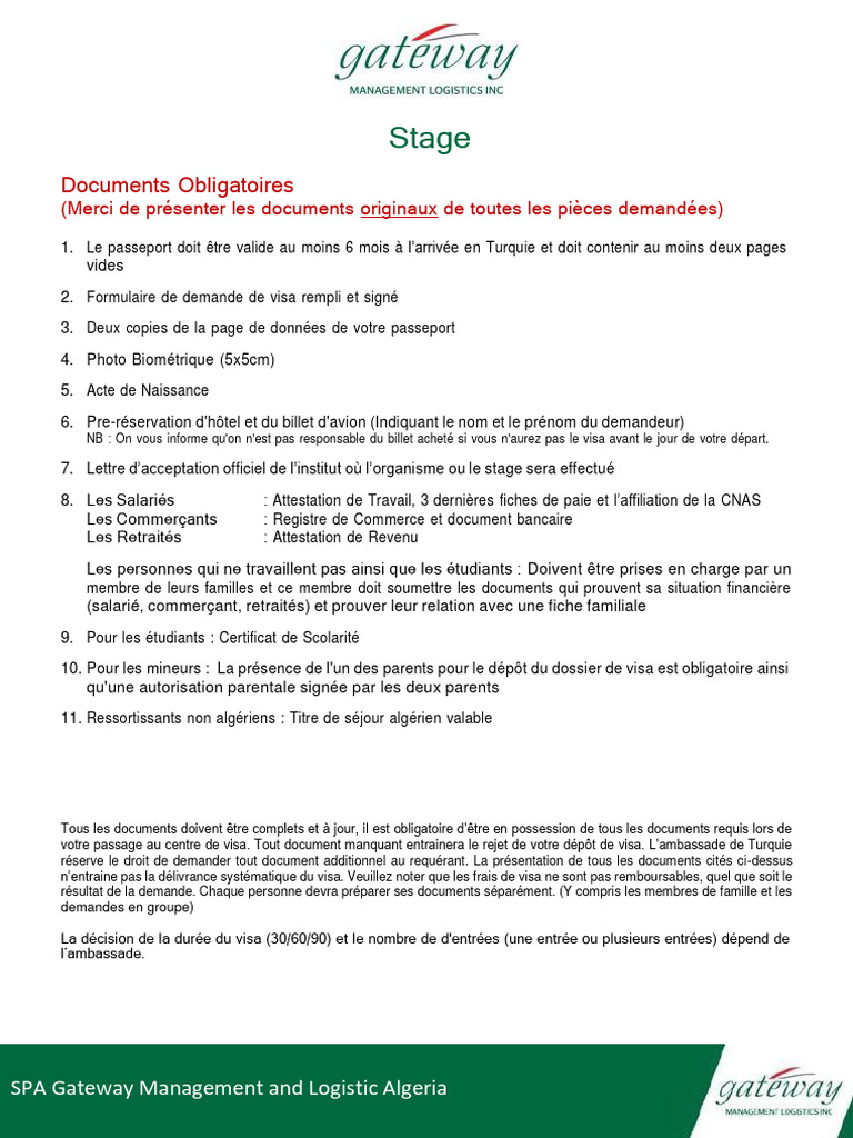 Documents requis pour visa Turquie | PDF | Visa (Document)
