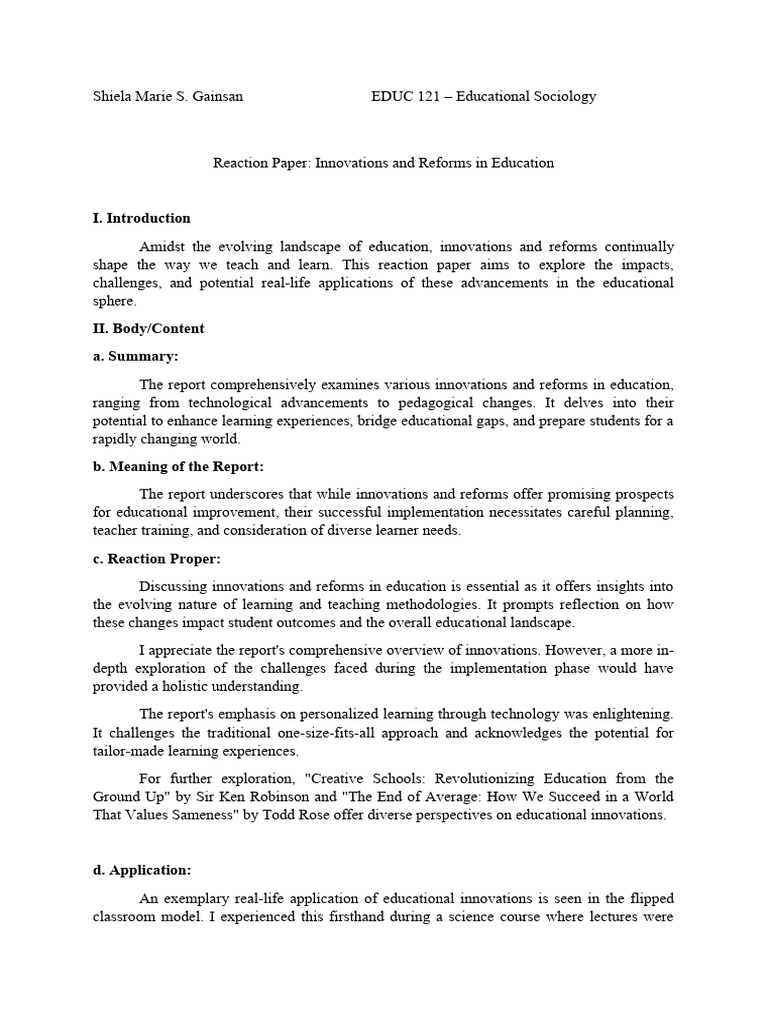 Innovations and Reforms in Education | PDF | Learning | Innovation