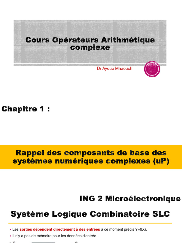 Opérateurs Arithmétiques et Logiques | PDF | Électronique numérique ...
