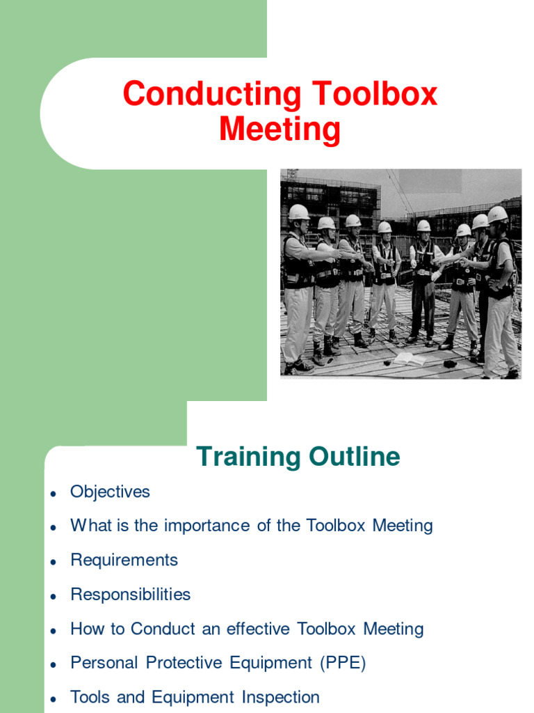 Toolbox Meeting Guide for Safety Training | PDF | Personal Protective ...