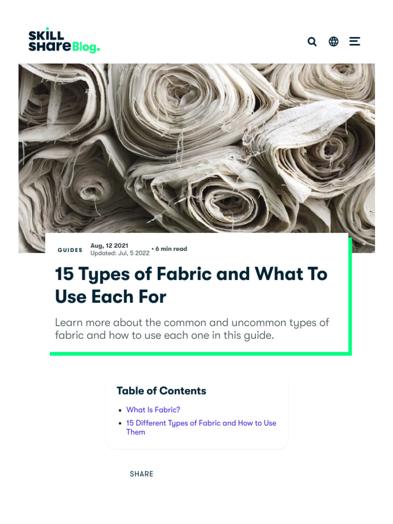 15 Fabric Types and Their Uses | PDF | Textiles | Rayon